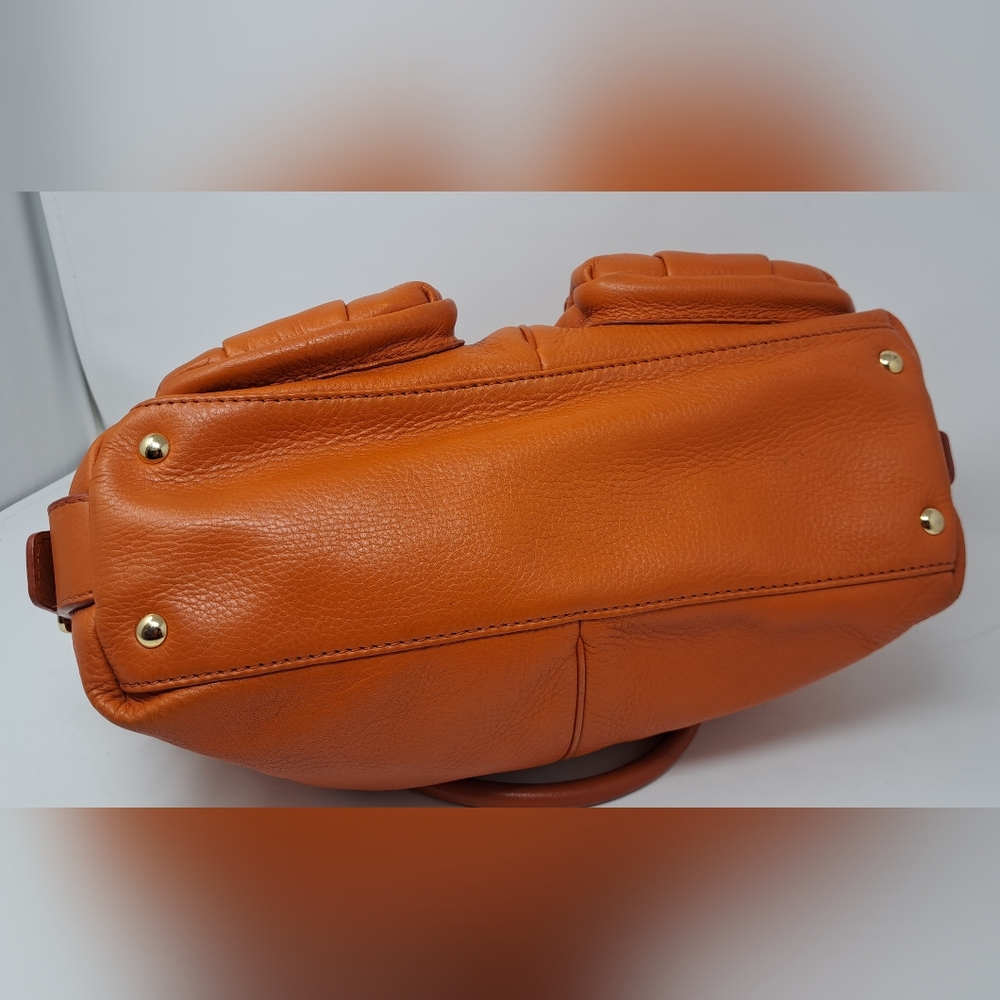 Michael Kors Women's Purse Handbag Bag Burnt Orange Leather Gold Hardware - Picture 15 of 16